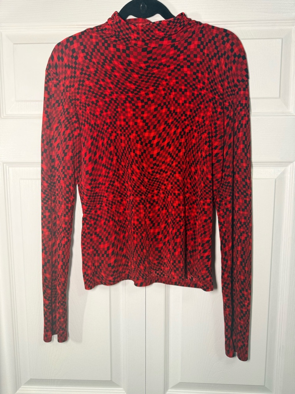 Mixit Red and Black Checker-Print Top